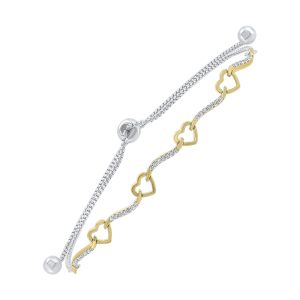 Silver White Yellow Diamond 1/8Ctw Bracelet