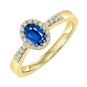 14Kt Yellow Gold Diamond 1/8Ctw & Sapphire 1/2Ctw Ring