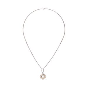 Silver White Yellow Diamond 1/8Ctw Necklace