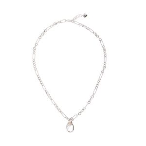 Silver White Yellow Diamond 1/10Ctw Necklace