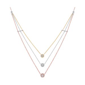 14Kt Tricolor Diamond 1/3Ctw Necklace