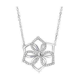 Silver White Diamond 1/5Ctw Necklace