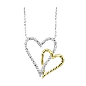 Gold Silver White Yellow Diamond 1/20Ctw Necklace