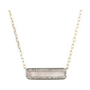14Kt Yellow Gold Diamond 1/12Ctw & Mother Of Pearl Necklace
