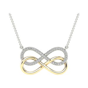 Gold Silver White Yellow Diamond 1/10Ctw Necklace