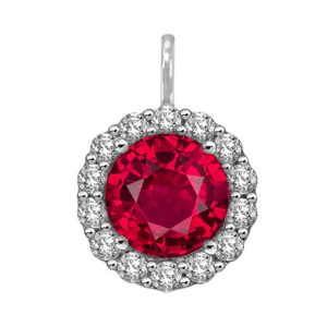 14Kt White Gold Diamond 1/2Ctw & Ruby 3/4Ctw Pendant