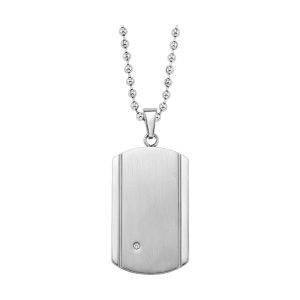 Steel White Diamond 1/50Ctw Pendant