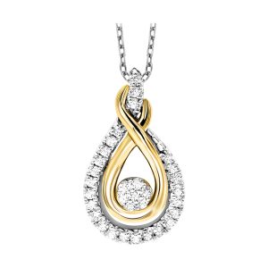 Gold Silver White Yellow Diamond 1/6Ctw Pendant