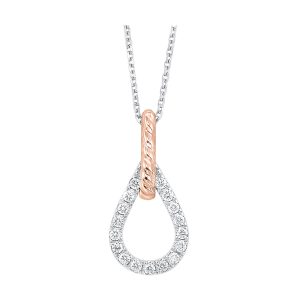 14Kt White Rose Gold Diamond 1/7Ctw Pendant