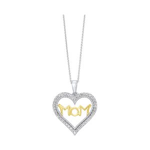 Gold Silver White Yellow Diamond 1/5Ctw Pendant