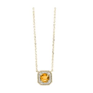 10Kt Yellow Gold Diamond 1/15Ctw & Citrine 1/2Ctw Pendant