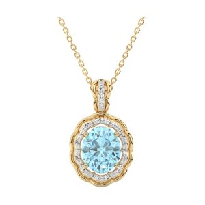 14Kt Yellow Gold Diamond 1/7Ctw & Aquamarine 2 1/2Ctw Pendant
