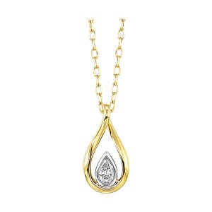14Kt White Yellow Gold Diamond 1/10Ctw Pendant