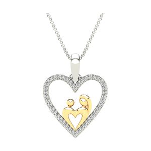 Gold Silver White Yellow Diamond 1/8Ctw Pendant