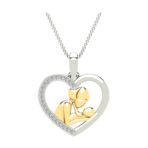 Gold Silver White Yellow Diamond 1/10Ctw Pendant