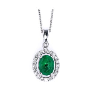 14Kt White Gold Diamond 1/3Ctw & Emerald 1 1/3Ctw Ring
