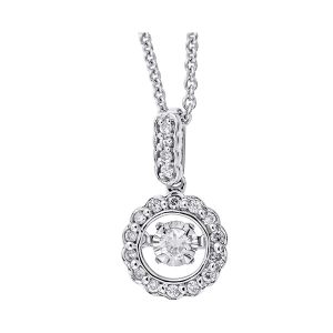 Gold Silver White Diamond 1/7Ctw Pendant