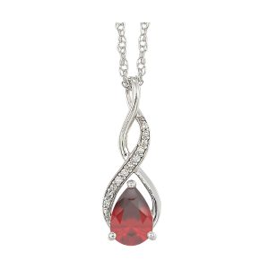 Silver Diamond 1/20Ctw & Garnet 5/6Ctw Pendant