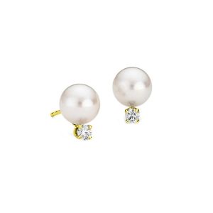 14Kt Yellow Gold Diamond 1/20Ctw & Pearl Earring