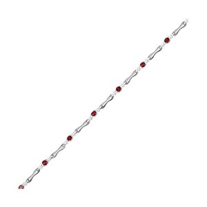 14Kt White Gold Diamond 1/4Ctw & Ruby 1 1/4Ctw Bracelet