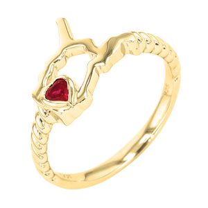 14Kt Yellow Gold Ruby 1/10Ctw Ring