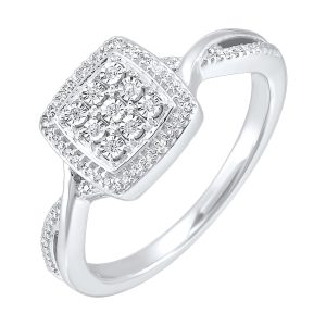 Silver Diamond 1/10Ctw Ring