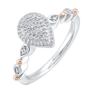 Gold Silver White Rose Diamond 1/5Ctw Ring