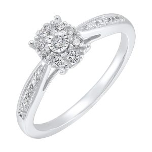 Silver Diamond 1/5Ctw Ring