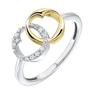 Gold Silver White Yellow Diamond 1/10Ctw Ring