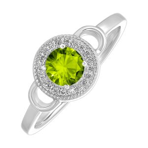 Silver Diamond 1/20Ctw & Peridot 1/2Ctw Ring
