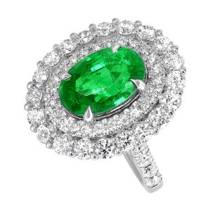 14Kt White Gold Diamond 2 1/5Ctw & Emerald 4 1/2Ctw Ring