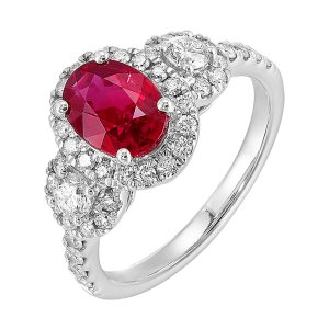 14Kt White Gold Diamond 3/4Ctw & Ruby 1 3/4Ctw Ring