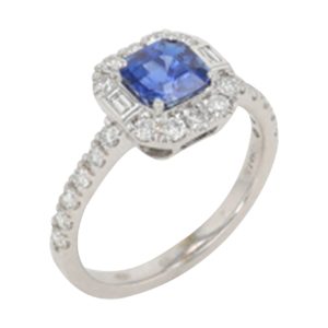 14Kt White Gold Diamond 1/2Ctw & Sapphire 1 1/3Ctw Ring