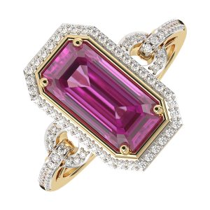 14Kt Yellow Gold Diamond 1/4Ctw & Amethyst 2 7/8Ctw Ring