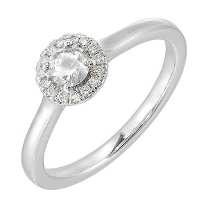 10Kt White Gold Diamond 1/12Ctw & White Topaz 1/3Ctw Ring