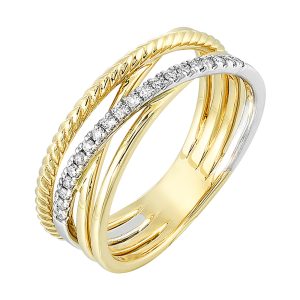 14Kt White Yellow Gold Diamond 1/8Ctw Ring