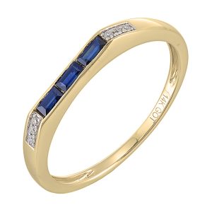 14Kt Yellow Gold Diamond 1/50Ctw & Sapphire 1/8Ctw Ring