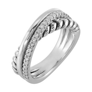 Silver White Diamond 1/5Ctw Ring