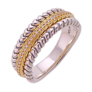 Gold Silver White Yellow Gold Diamond 1/10Ctw Ring
