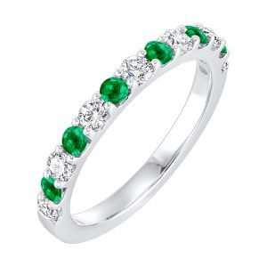 14Kt White Gold Diamond 3/8Ctw & Emerald 3/8Ctw Ring