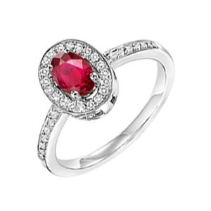 14Kt White Gold Diamond 1/5Ctw & Ruby 1/5Ctw Ring