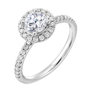 14Kt White Semi Mount 3/8Ctw For 3/4Ctw Round Center