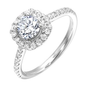 14Kt White Semi Mount 1/3Ctw For 3/4Ctw Round Center