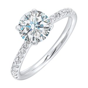 14Kt White Semi Mount 1/4Ctw For 1 1/2Ctw Round Center