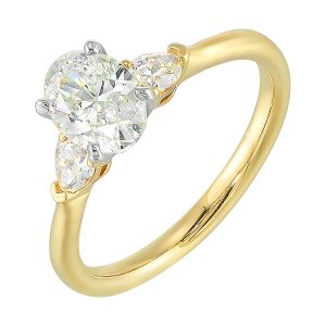 14Kt White Yellow Semi Mount 1/3Ctw For 1Ct Oval Center