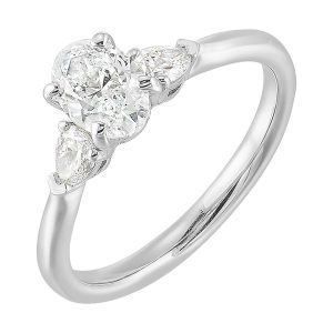 14Kt White Semi Mount 1/3Ctw For 1 1/2Ctw Oval Center
