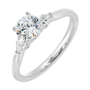 14Kt White Semi Mount 1/3Ctw For 3/4Ct Round Center