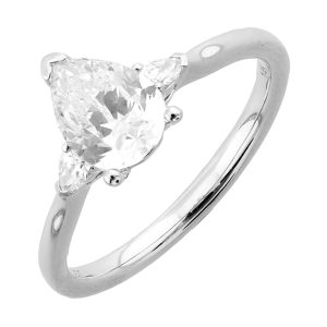 14Kt White Semi Mount 1/2Ctw For 2Ct Pear Center