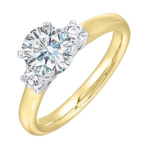 14Kt White Yellow Semi Mount 1/2Ctw For 2Ctw Round Center
