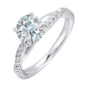 81 Facet Platinum Semi Mount Diamond (1/5Ctw) For 1Ct Round Center